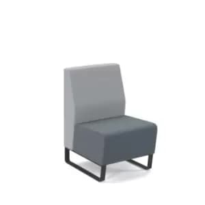 Encore modular single seater low back sofa with no arms and Black sled frame - elapse grey seat with late grey back