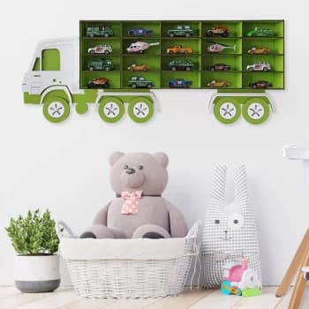 Kamyon - Green, White Green White Decorative MDF Wall Shelf