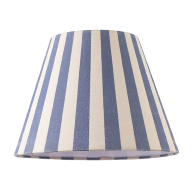 Happy Homewares Amparo Blue And Oatmeal Linen Striped Coolie Shade With Cotton Inner