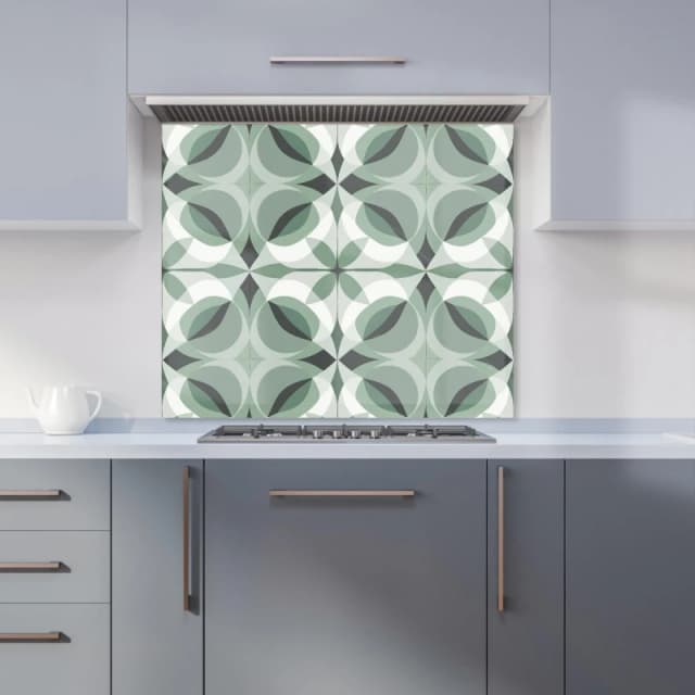 Warren Reed - Designer Geometric Green Grey Kitchen Splashback Size: 600mm x 750mm Green Unisex 600mm x 750mm