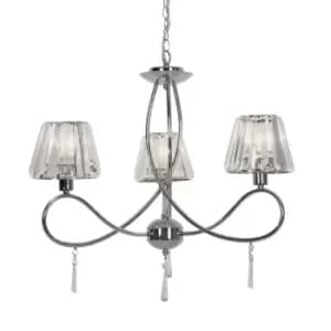 Paria Multi Arm Chandelier with Shades, Chrome, Clear, 3x E27
