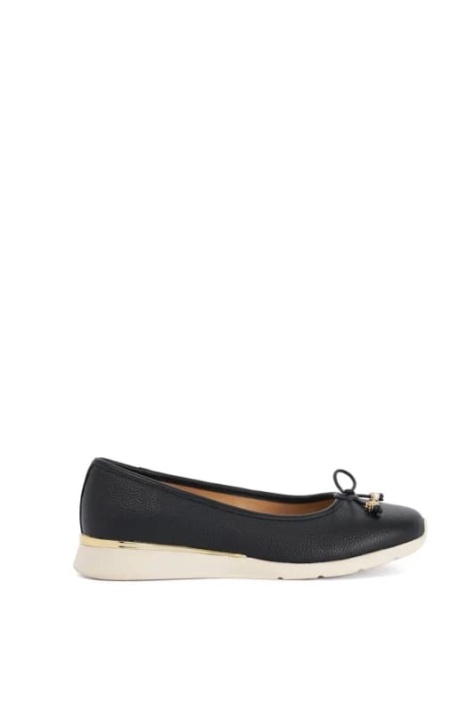 Dune London Womens 'Highline' Leather Ballet Pumps in Black Size: 4 Black Female 4