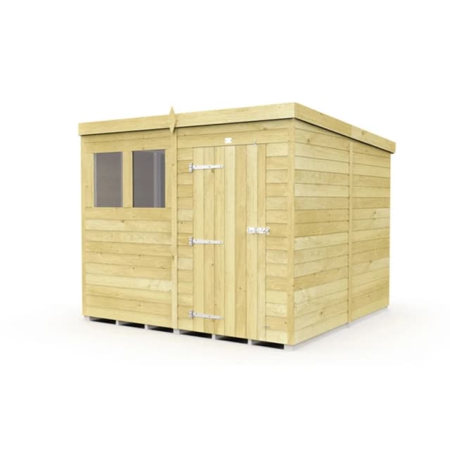 Buttercup Farm 8 x 8 Feet Pent Shed - Single Door W/ Windows - L231 x W243 x H201cm in Brown Brown Unisex