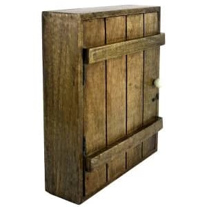 Solid Wood Wall Hanging Key Cabinet with 6 Hooks