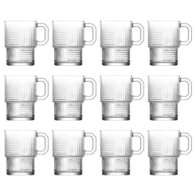 LAV Helen Stacking Glass Coffee Cups - 270ml - Pack of 12 Clear