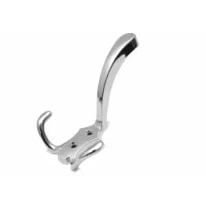Triple Hat Coat Hanger Hook Door Wall Bath With Fixings - Colour Chrome - Pack of 6