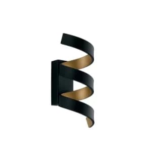 HELIX LED Swirl Wall Light Black, Gold 720lm 3000K 10x26x13.5cm