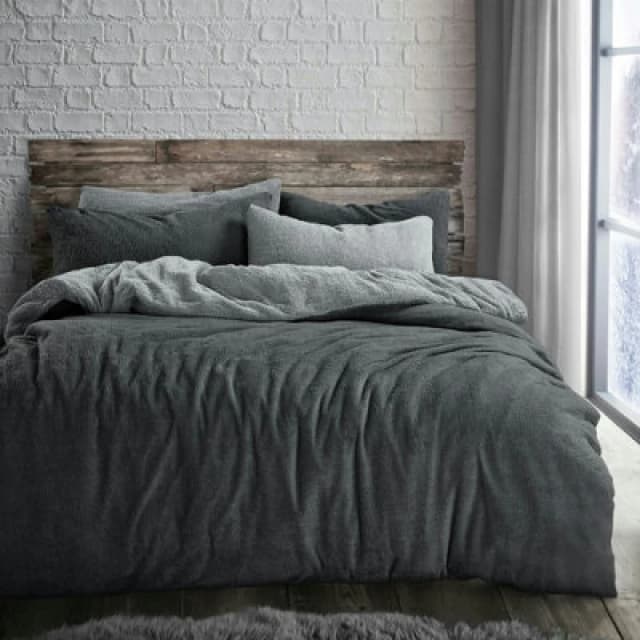 Velosso Teddy Fleece Duvet Cover & Pillowcase Set In Plush & Cosy Bedroom Decor, Durable Bed Linen, Machine Washable - French Blue