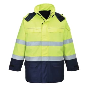 Biz Flame Hi Vis Flame Resistant Multi Arc Jacket Yellow / Navy 2XL