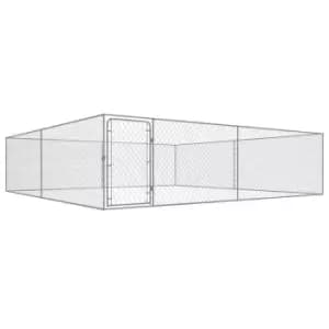 Vidaxl Outdoor Dog Kennel Galvanised Steel 4X4X1 M