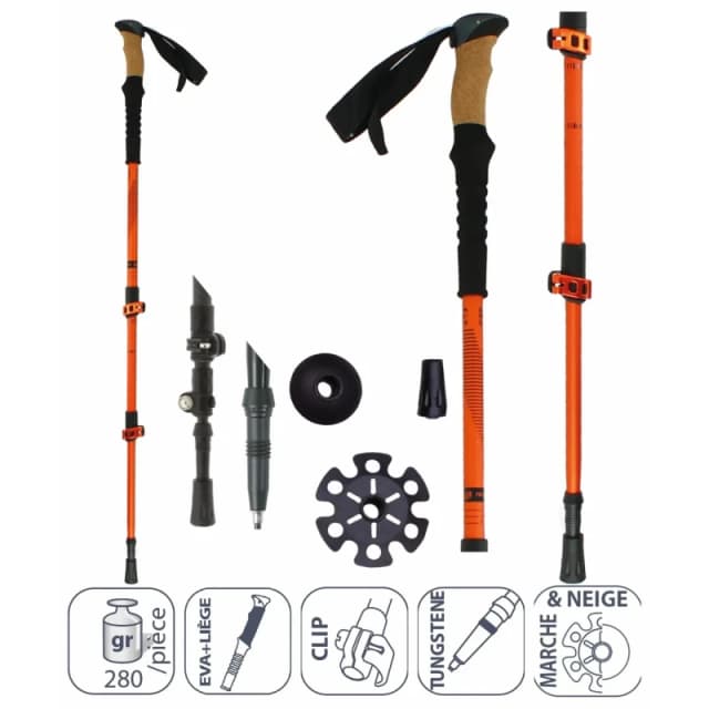 Speed-lock cork trekking pole Elementerre Apagado Orange Unisex TU