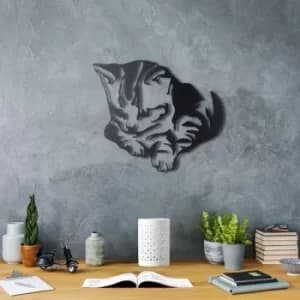 Cute Cat Black Decorative Metal Wall Accessory