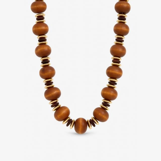 Mood Gold Plated and Wood Orb Necklace Chain Necklaces One Size Gold 41278810000