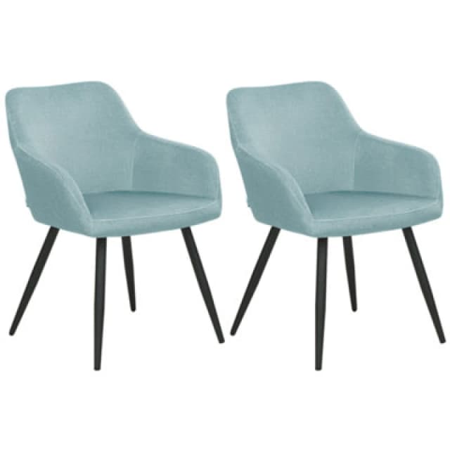Beliani Set Of 2 Dining Chairs Casmalia Velvet Light Blue