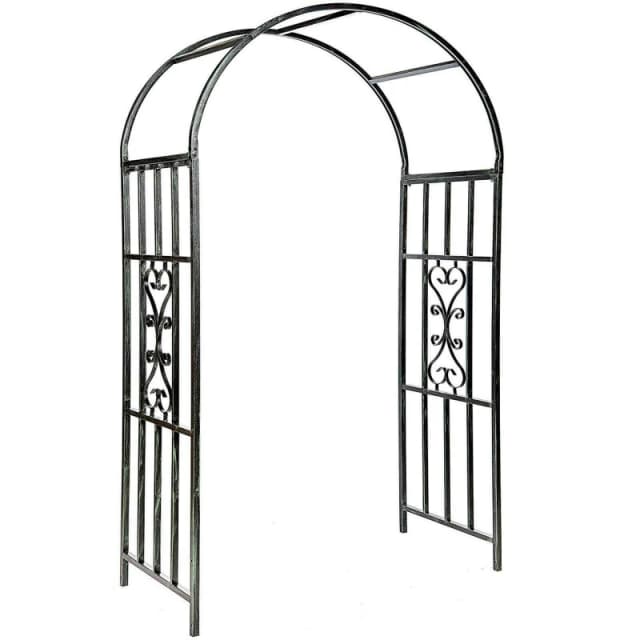 Gr8 Garden Metal Garden Patio Wedding Rose Arch Black Climbing Plant Trellis Black Unisex
