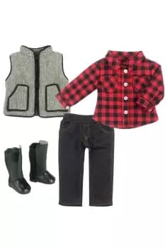 Sophia's18" Doll Checked Shirt, Country Gilet & Jeggings with Boots