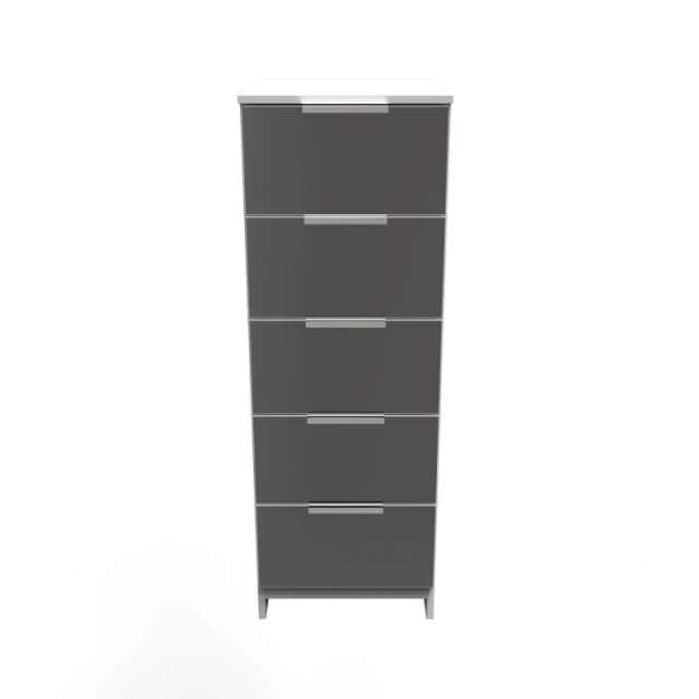 Poole 5 Drawer Tallboy In Black & White (Ready Assembled)