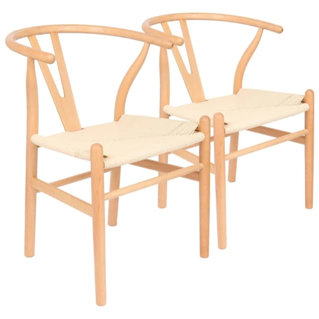 Nicholas Winter 2x Beech Wood Scandi Danish Style Dining Chairs - Solid Wood Chairs in Natural Natural Unisex
