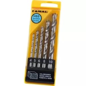 Famag - 8PCS HSS-Ground Brad Point Drill Bits Set in Plastic Case, 1594838