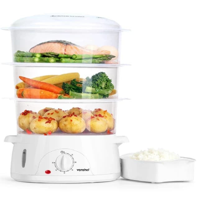 VonShef 3 Tier Food Steamer - 800W White unisex One Size