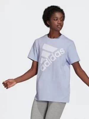 adidas Brand Love Slanted Logo Boyfriend T-Shirt, Purple/White, Size 2XL, Women