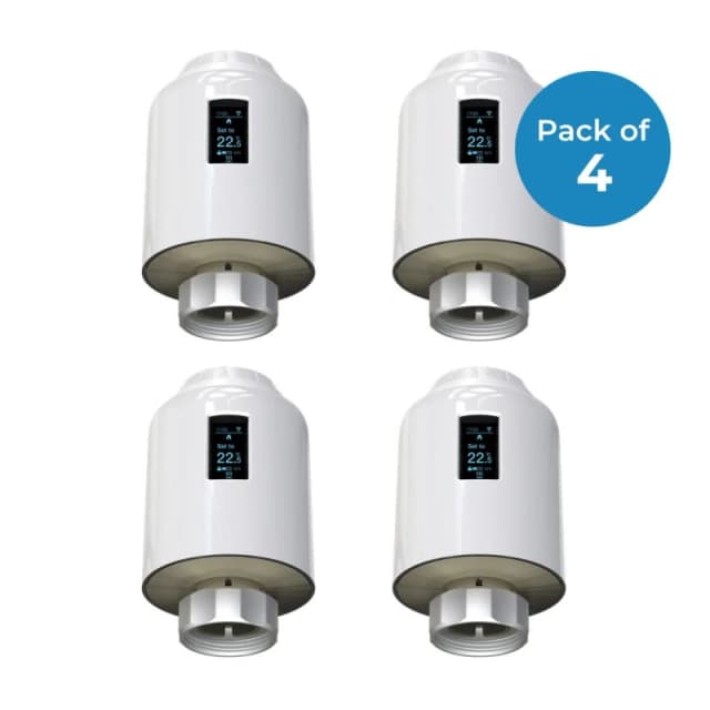 ENER-J Pack of 4, WiFi Smart thermostatic radiator valve with screen in White Size: 1040mm x 1190mm White Unisex 1040mm x 1190mm