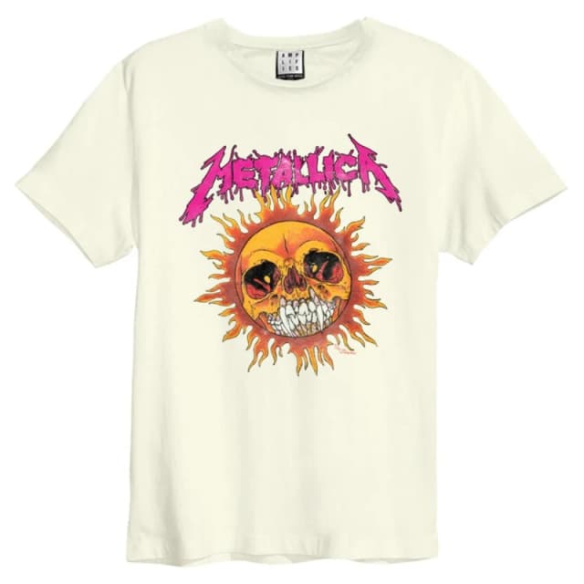 Amplified Amplified Men Neon Sun Metallica T-Shirt in White Size: Small White S Male 5063527284068