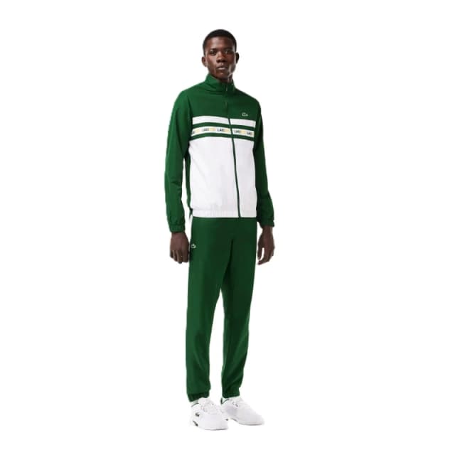 Lacoste Mens Logo Stripe Performance Tracksuit Green/White male XS