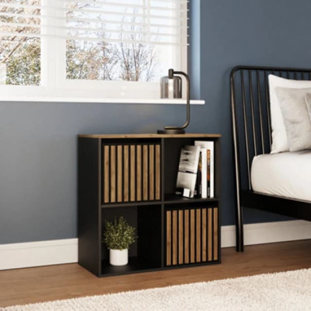 GFW Kube 2x2 Black and Walnut Shelf Storage Cube