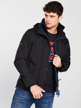 Superdry Zip Front Windcheater Jacket - Black/Super Denby Nb, Size XS, Men