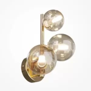 Maytoni Dallas Modern 3 Light Wall Lamp Gold, Cognac Shade, G9