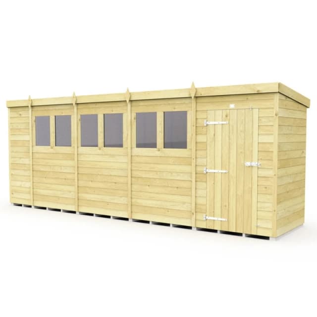 Buttercup Farm 18 x 4 Feet Pent Shed - Single Door W/ Windows - L118 x W533 x H201cm in Brown Brown Unisex