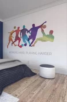 Geo Footballers Wall Mural