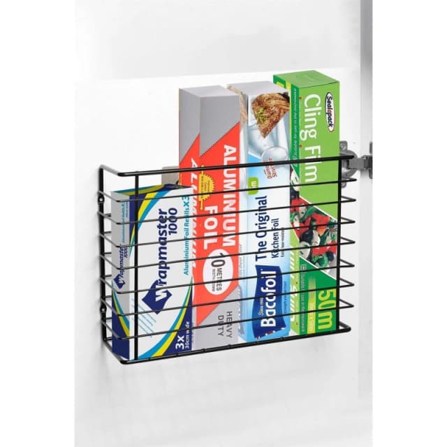 House of Home Kitchen Cupboard Storage Tidy Basket Self Adhesive Versatile Rack Organiser Black unisex