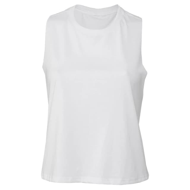 Bella + Canvas Womens Racerback Cropped Sleeveless Tank Top in Off-White Size: Small Off-White Female S