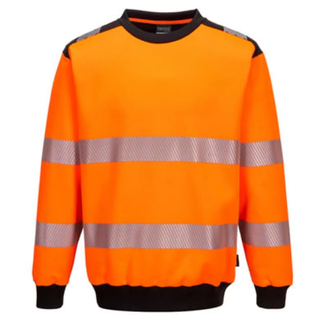 Portwest PW3 Hi Vis Crew Neck Sweatshirt PW379OBRM Colour: Orange / Black
