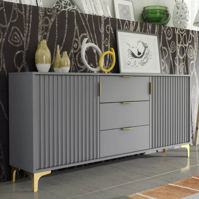 Creative Furniture Tide Crest Sideboard 140cm - Dark Grey & Gold Dark Grey Unisex