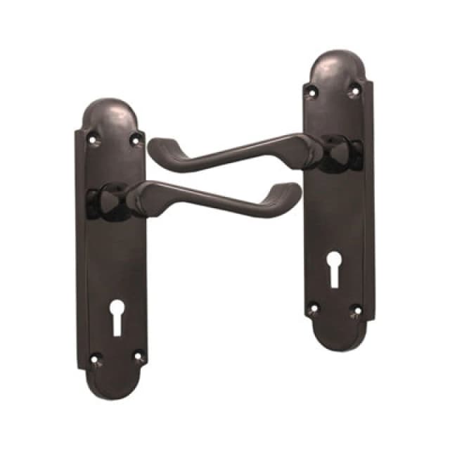 Spira Brass Oakley Lock Lever Handle Black Nickel