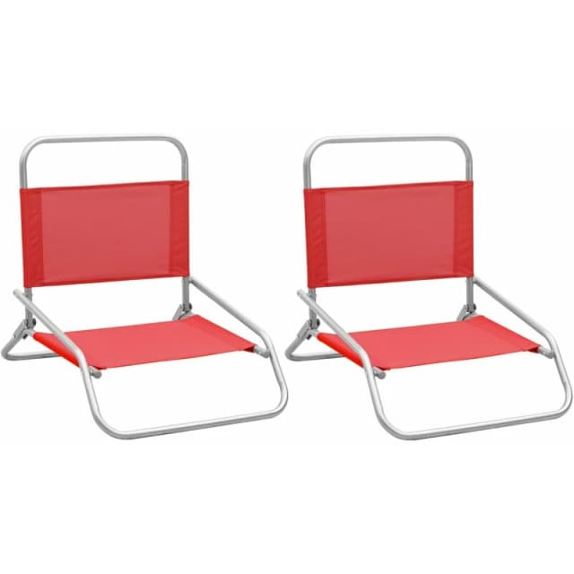 VIDAXL Folding Beach Chairs 2 pcs Red Fabric Vidaxl 8720286073179