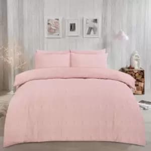 Dreamscene Chunky Knit Print Duvet Cover Pillowcase Bedding Set Blush Double