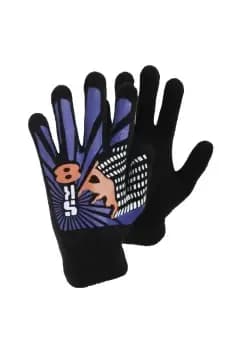 Black Winter Magic Gloves With Rubber Print