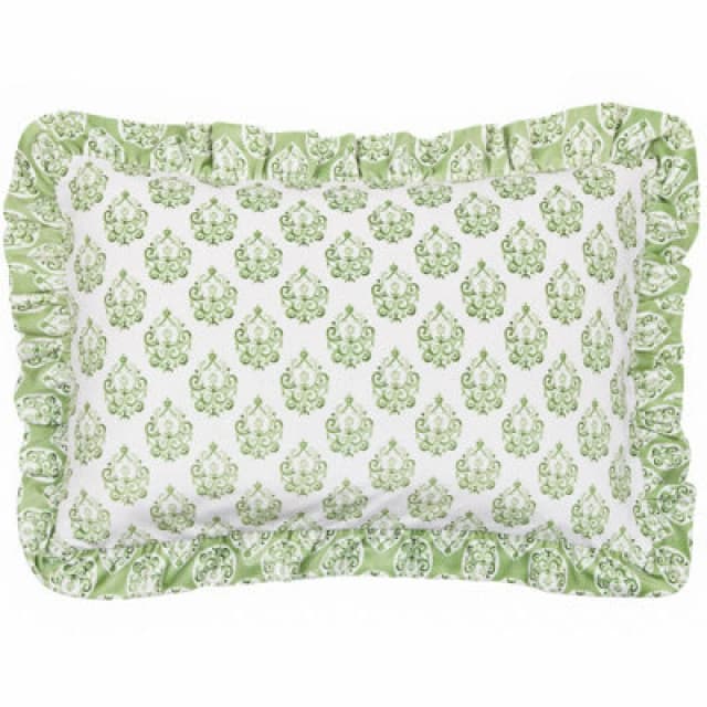 Furn Furn Krissa Block Printed Velvet Cushion in Green Size: 40cm x 60cm Green 40cm x 60cm Unisex 5025532822123
