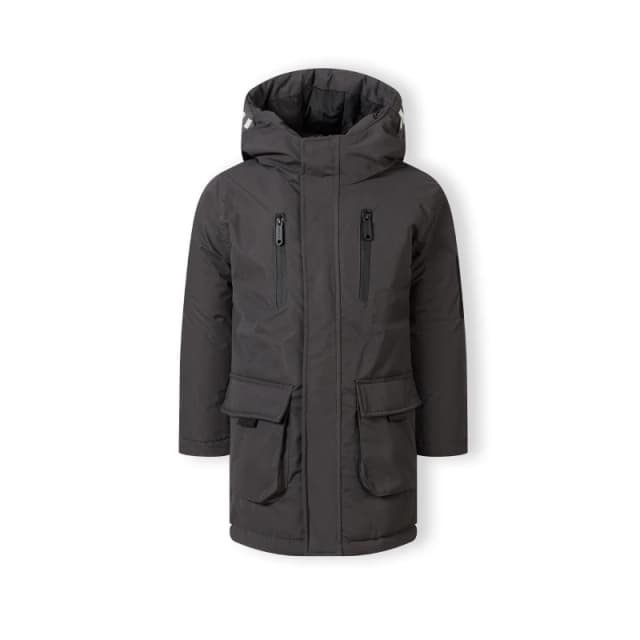 Minoti Boys utility style jacket with pockets quilted lining grey Charcoal male 3-4 Yrs
