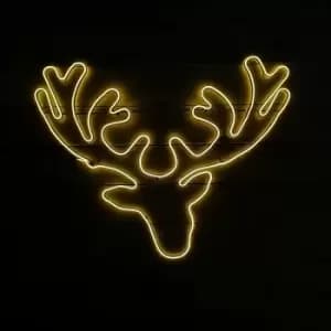 96 x 72cm Indoor Outdoor Neon Lit Christmas Deer Head Decoration
