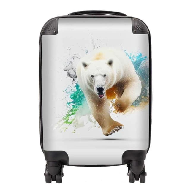 Warren Reed - Designer Charging Polar Bear Suitcase in White Size: Small White Unisex Small