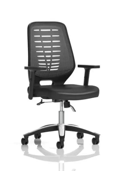 Relay Relay Task Operator Chair Leather Seat Silver Back With Height Adjustable Arms KC0444
