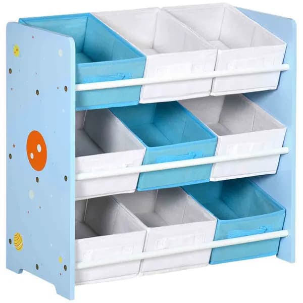 ZONEKIZ Storage Unit with 9 Removable Storage Baskets For Nursery Playroom - Blue 311-055V00BU