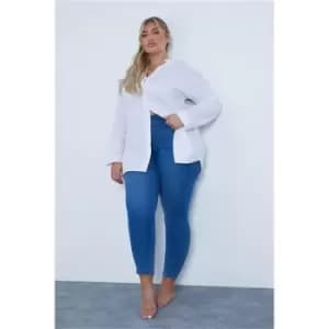 I Saw It First Mid Wash Plus Size Denim Jeggings - Blue