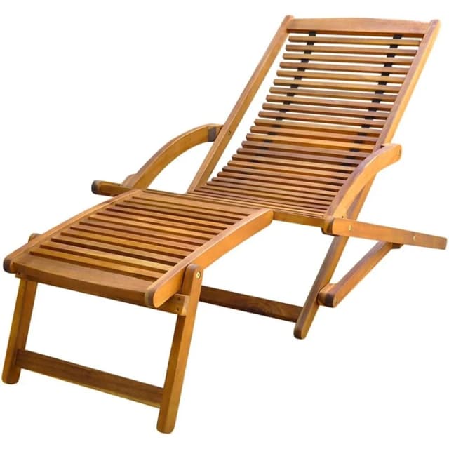 VIDAXL Deck Chair with Footrest Solid Acacia Wood vidaXL zf3506602141616