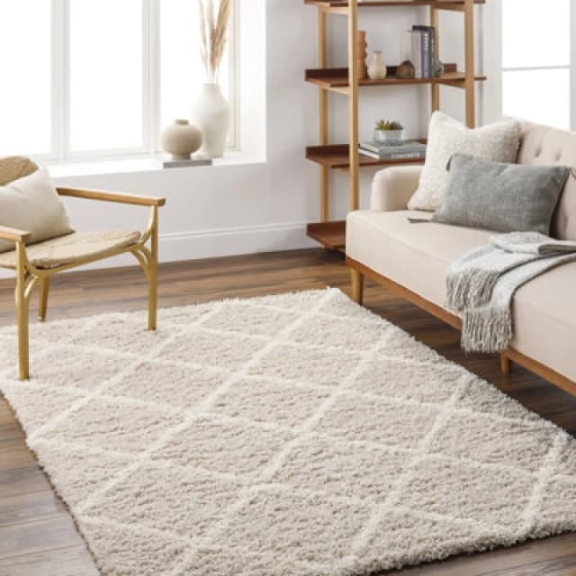Livabliss Shaggy Cottage Plush Pile Beige Jane Area Rug 130 X 170 Cm - Easy Care, Non Shedding, Ideal For Living Room & Bedroom